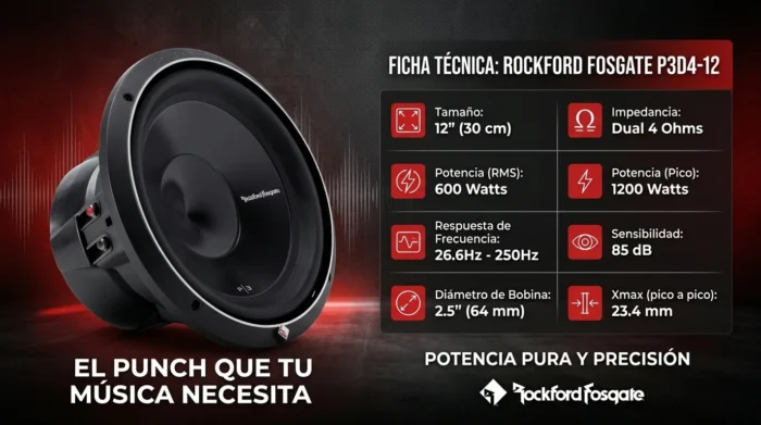 Subwoofer Rockford P3D4-12 - Imagen 2